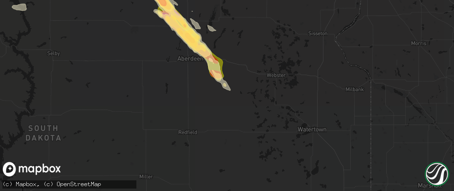 Hail map in Conde, SD on July 24, 2026