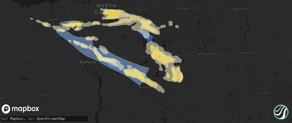 Hail map in Dawson, ND on July 24, 2026