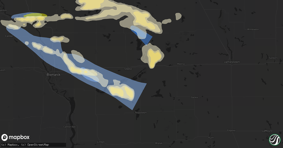 Hail map in Dawson, ND on July 24, 2026