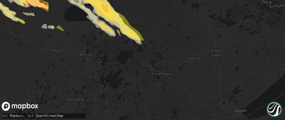 Hail map in Deer River, MN on July 24, 2026