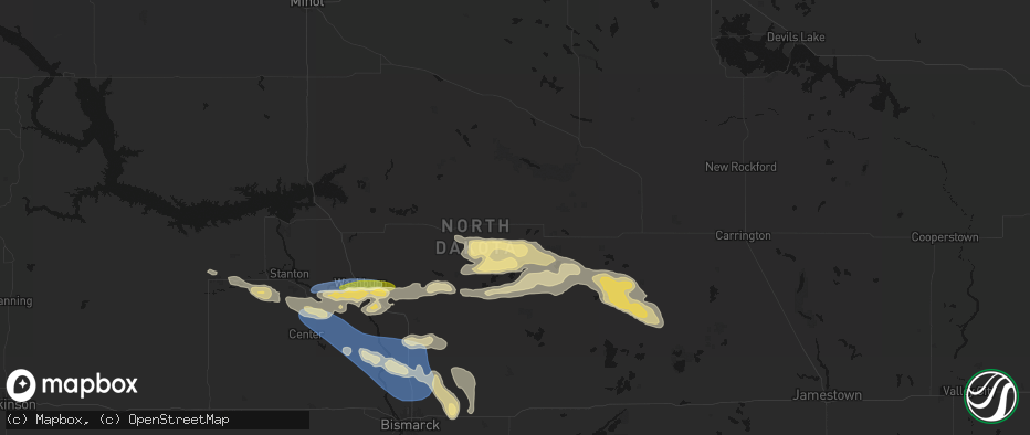 Hail map in Denhoff, ND on July 24, 2026