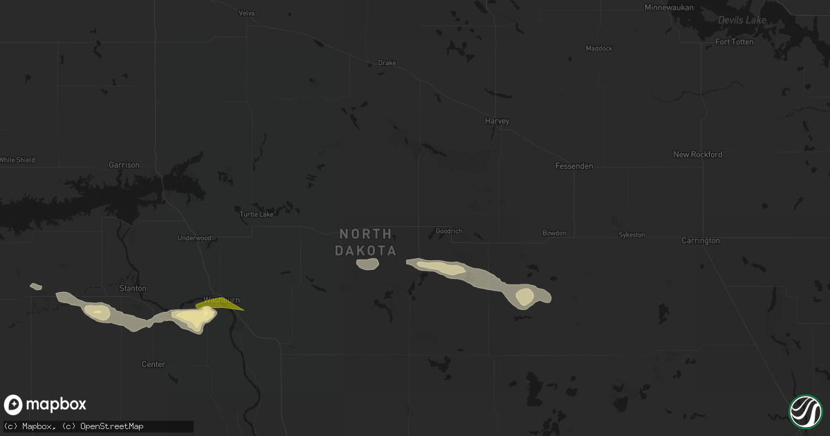 Hail map in Denhoff, ND on July 24, 2026