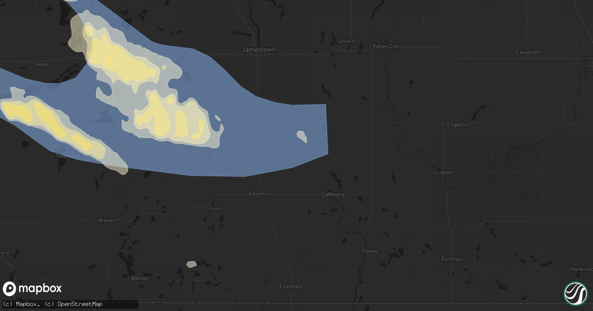 Hail map in Dickey, ND on July 24, 2026
