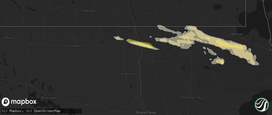 Hail map in Drayton, ND on July 24, 2026