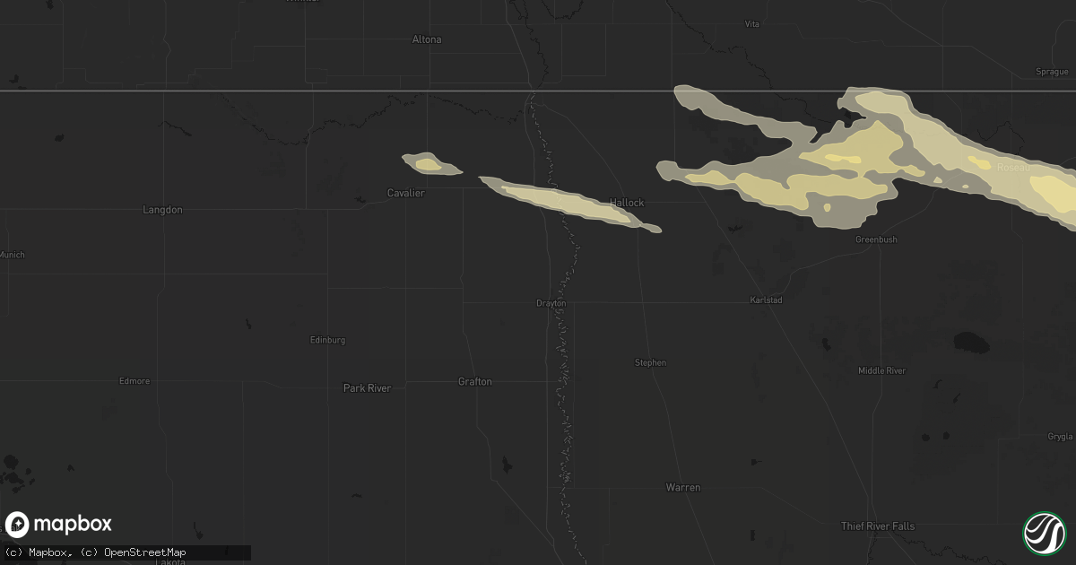Hail map in Drayton, ND on July 24, 2026