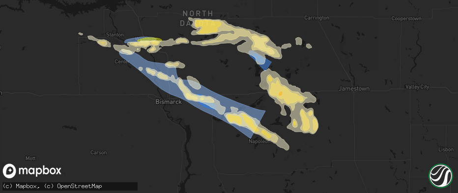 Hail map in Driscoll, ND on July 24, 2026