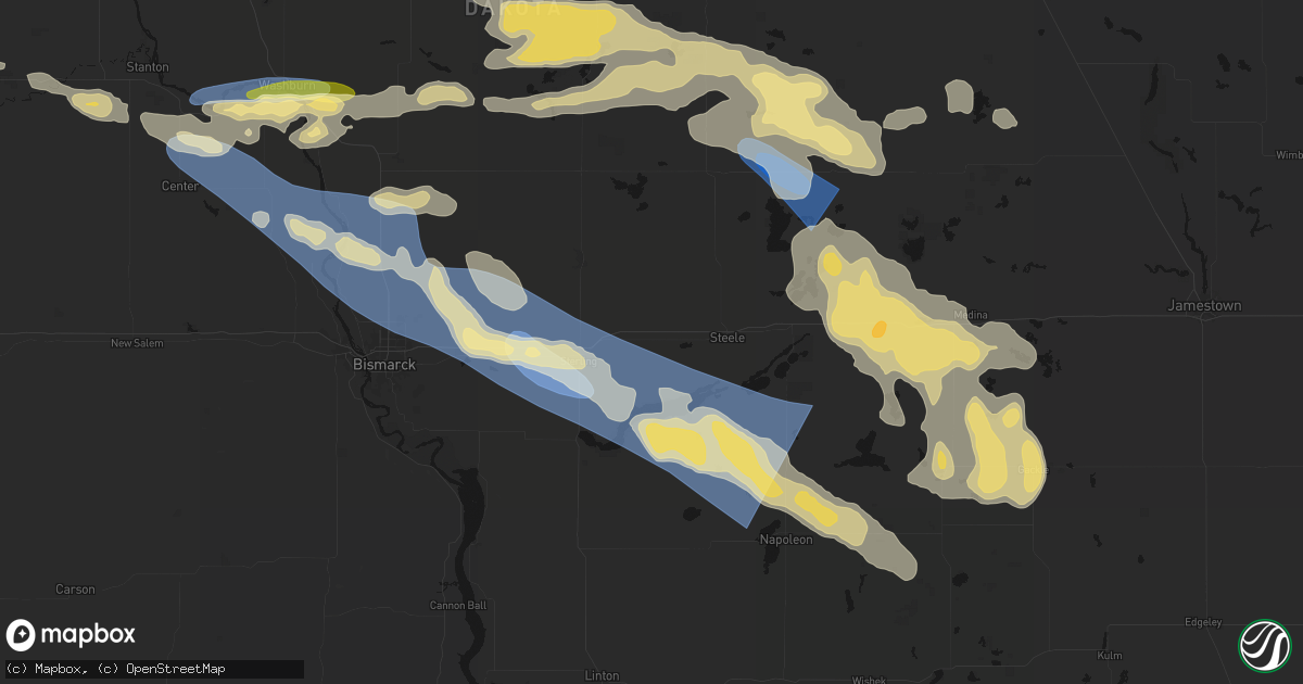 Hail map in Driscoll, ND on July 24, 2026