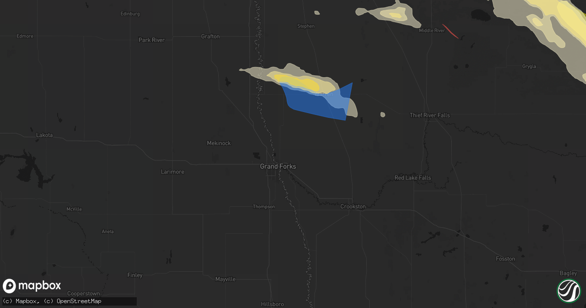 Hail map in East Grand Forks, MN on July 24, 2026
