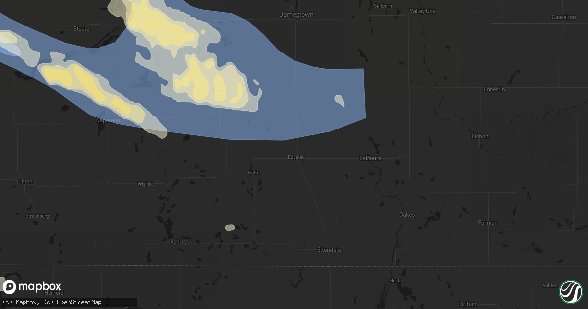 Hail map in Edgeley, ND on July 24, 2026