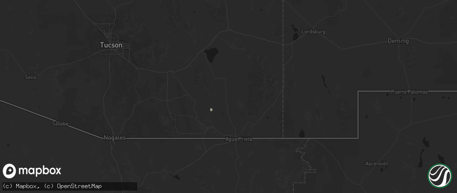 Hail map in Elfrida, AZ on July 24, 2026