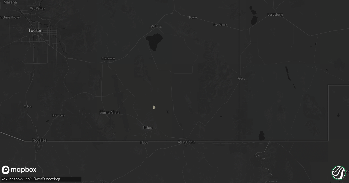 Hail map in Elfrida, AZ on July 24, 2026