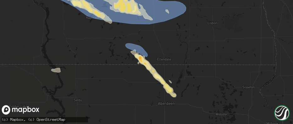 Hail map in Forbes, ND on July 24, 2026