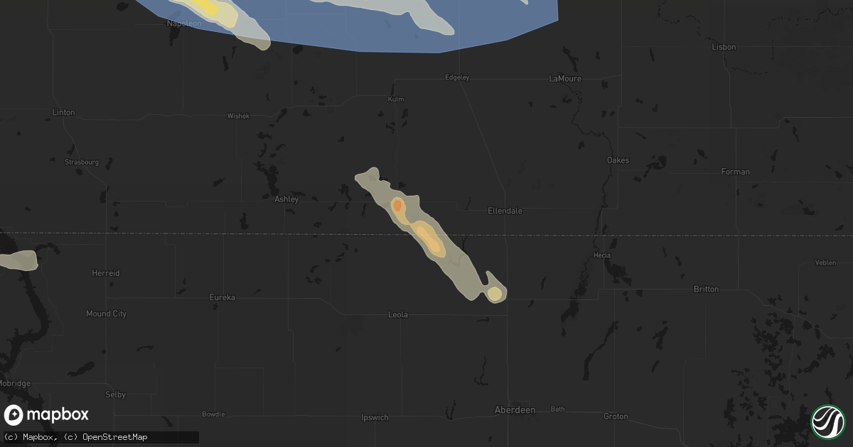 Hail map in Forbes, ND on July 24, 2026