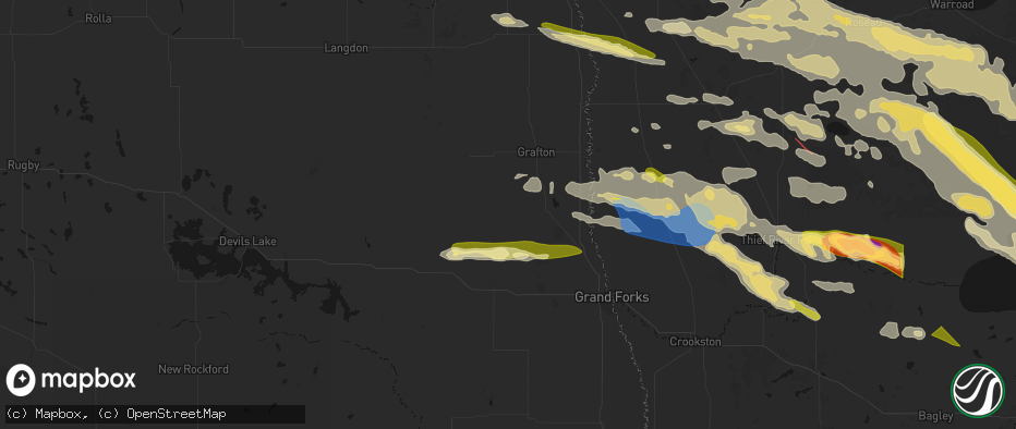 Hail map in Forest River, ND on July 24, 2026