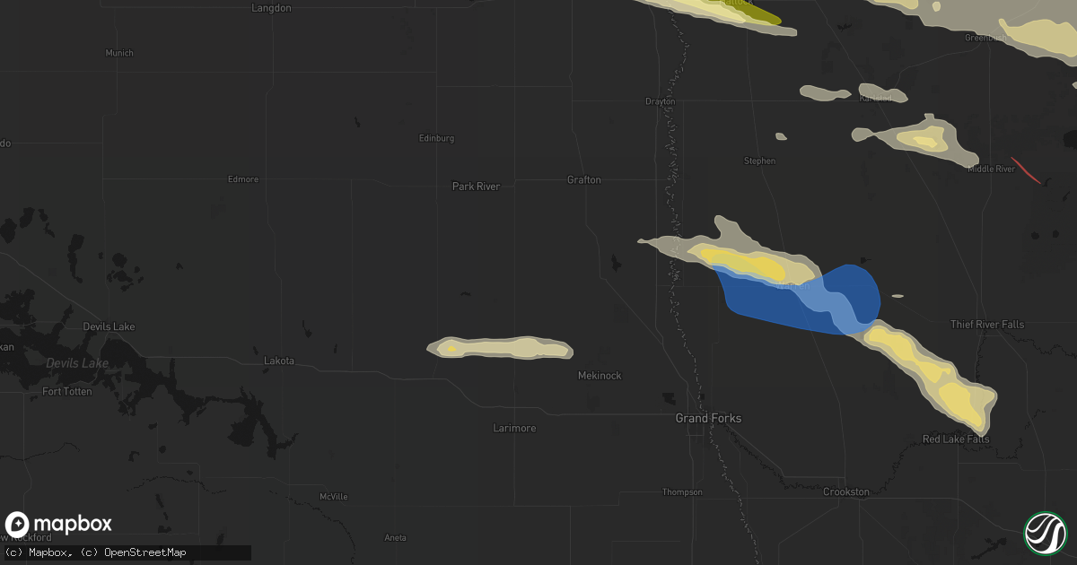 Hail map in Forest River, ND on July 24, 2026