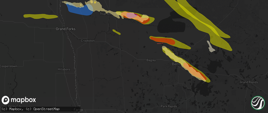 Hail map in Fosston, MN on July 24, 2026