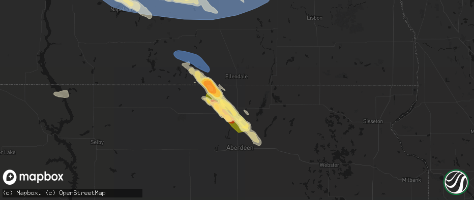 Hail map in Frederick, SD on July 24, 2026