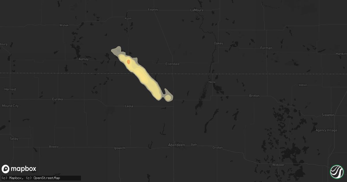Hail map in Frederick, SD on July 24, 2026
