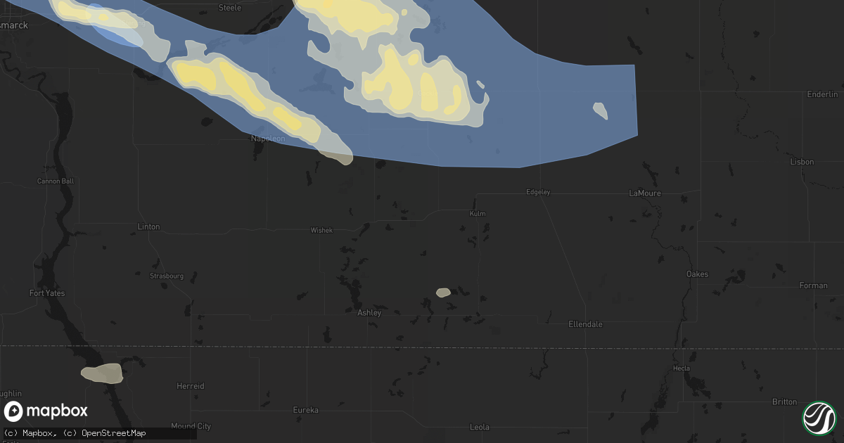 Hail map in Fredonia, ND on July 24, 2026