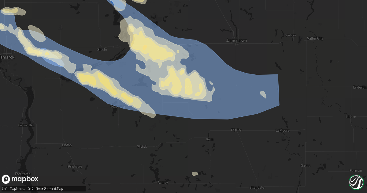 Hail map in Gackle, ND on July 24, 2026