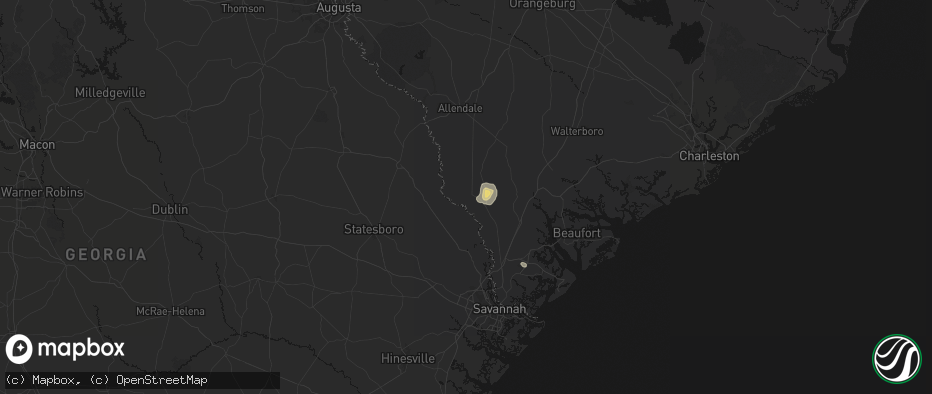 Hail map in Garnett, SC on July 24, 2026