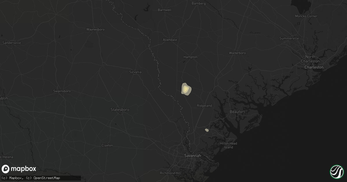 Hail map in Garnett, SC on July 24, 2026