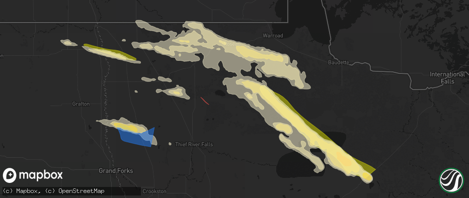 Hail map in Gatzke, MN on July 24, 2026