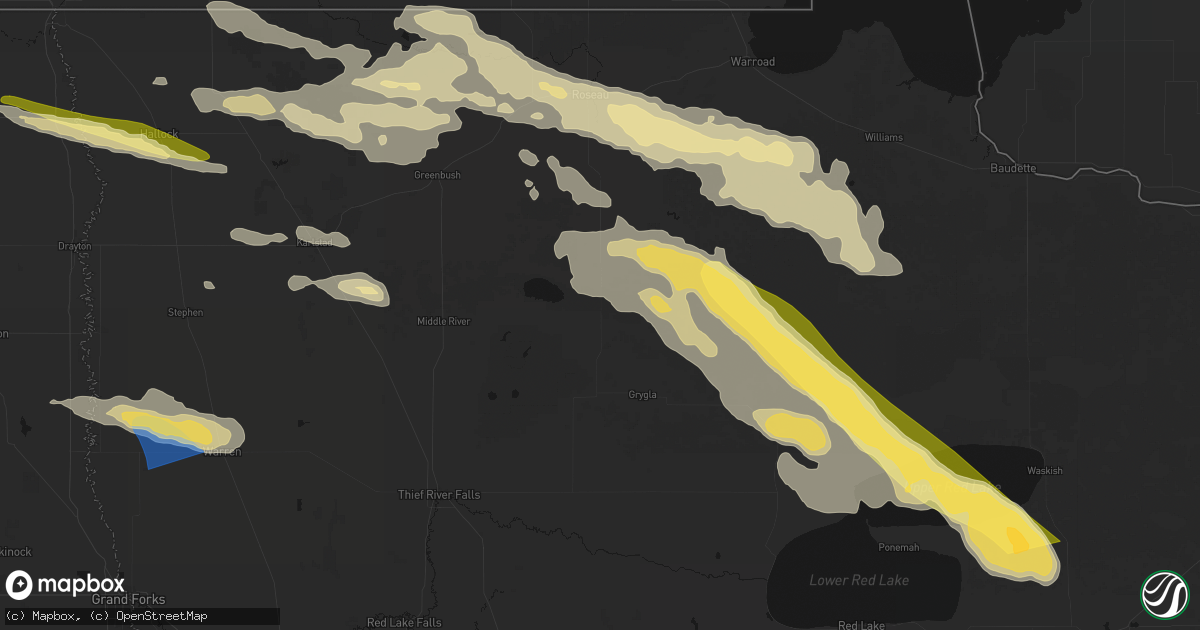 Hail map in Gatzke, MN on July 24, 2026