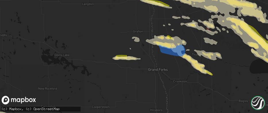 Hail map in Gilby, ND on July 24, 2026