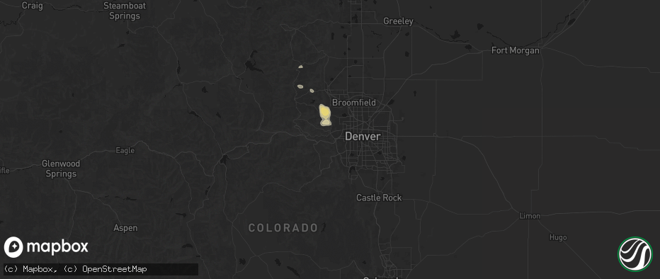 Hail map in Golden, CO on July 24, 2026