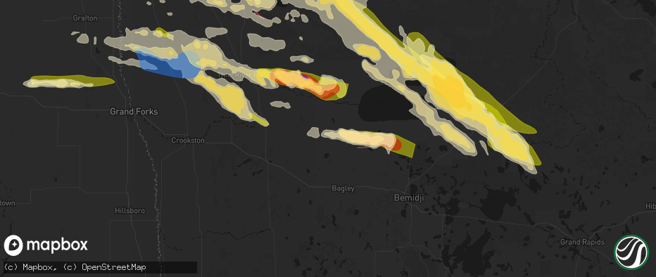 Hail map in Gonvick, MN on July 24, 2026