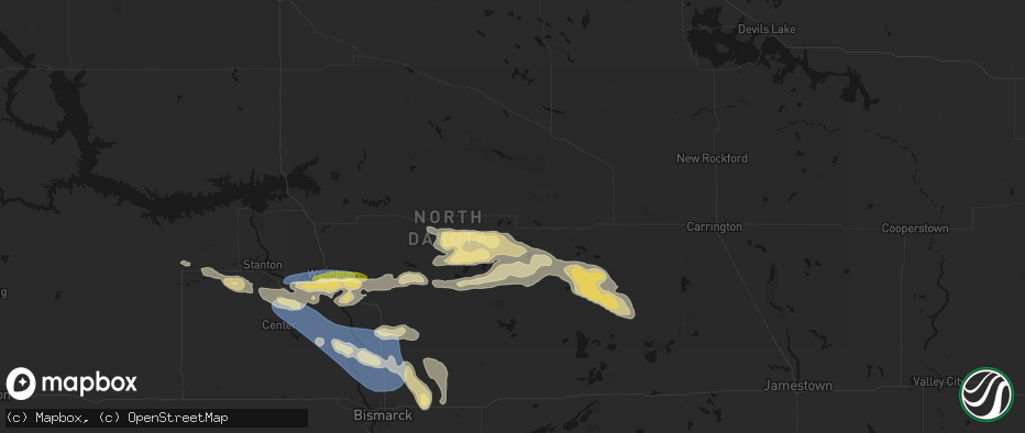 Hail map in Goodrich, ND on July 24, 2026