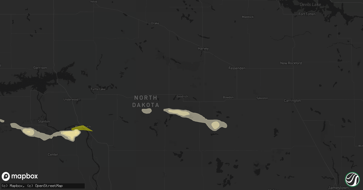 Hail map in Goodrich, ND on July 24, 2026