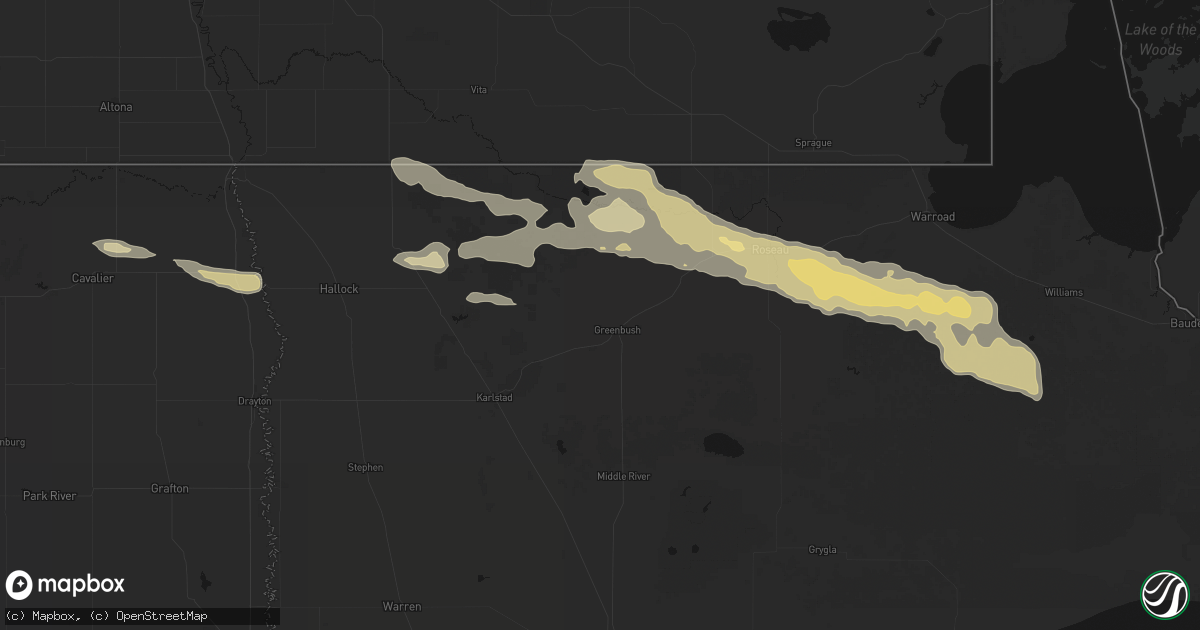 Hail map in Greenbush, MN on July 24, 2026