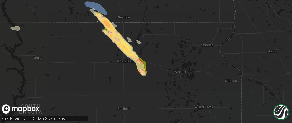 Hail map in Groton, SD on July 24, 2026