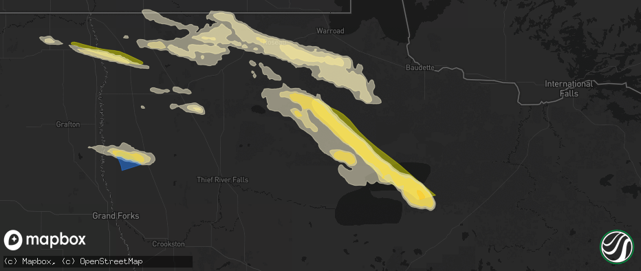 Hail map in Grygla, MN on July 24, 2026