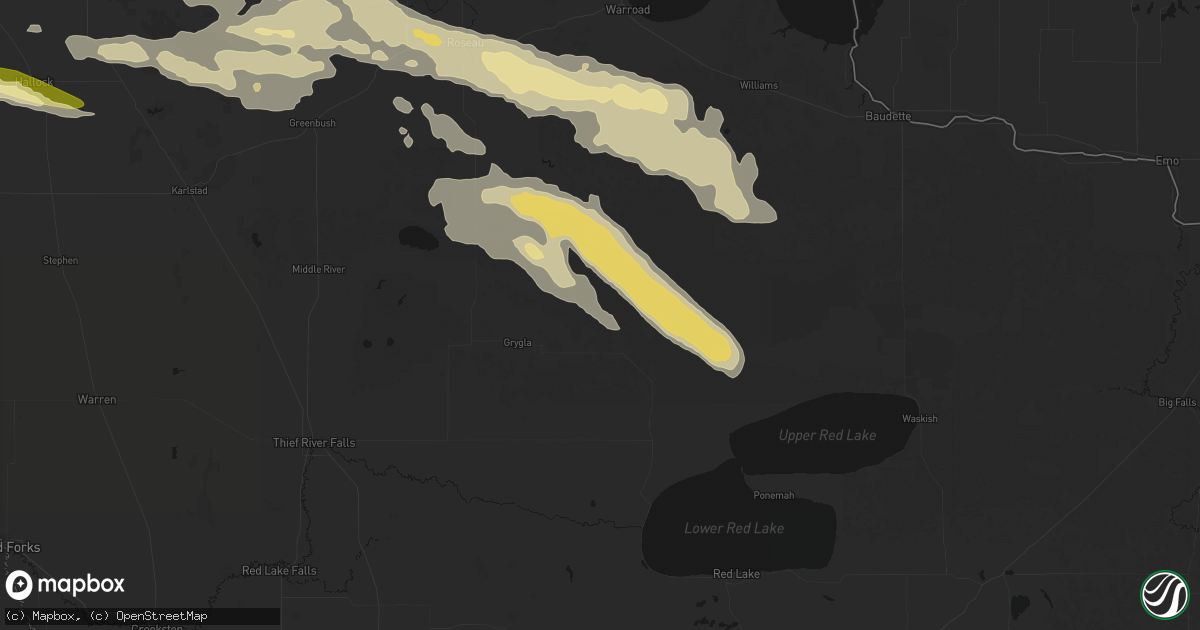 Hail map in Grygla, MN on July 24, 2026