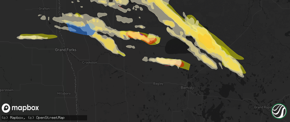 Hail map in Gully, MN on July 24, 2026