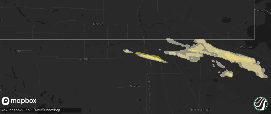 Hail map in Hamilton, ND on July 24, 2026