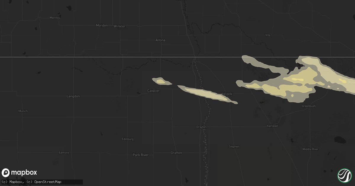 Hail map in Hamilton, ND on July 24, 2026