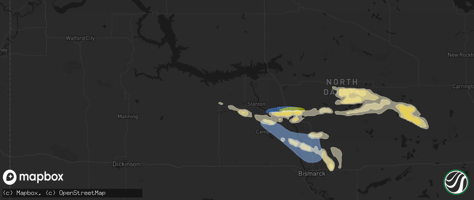 Hail map in Hazen, ND on July 24, 2026