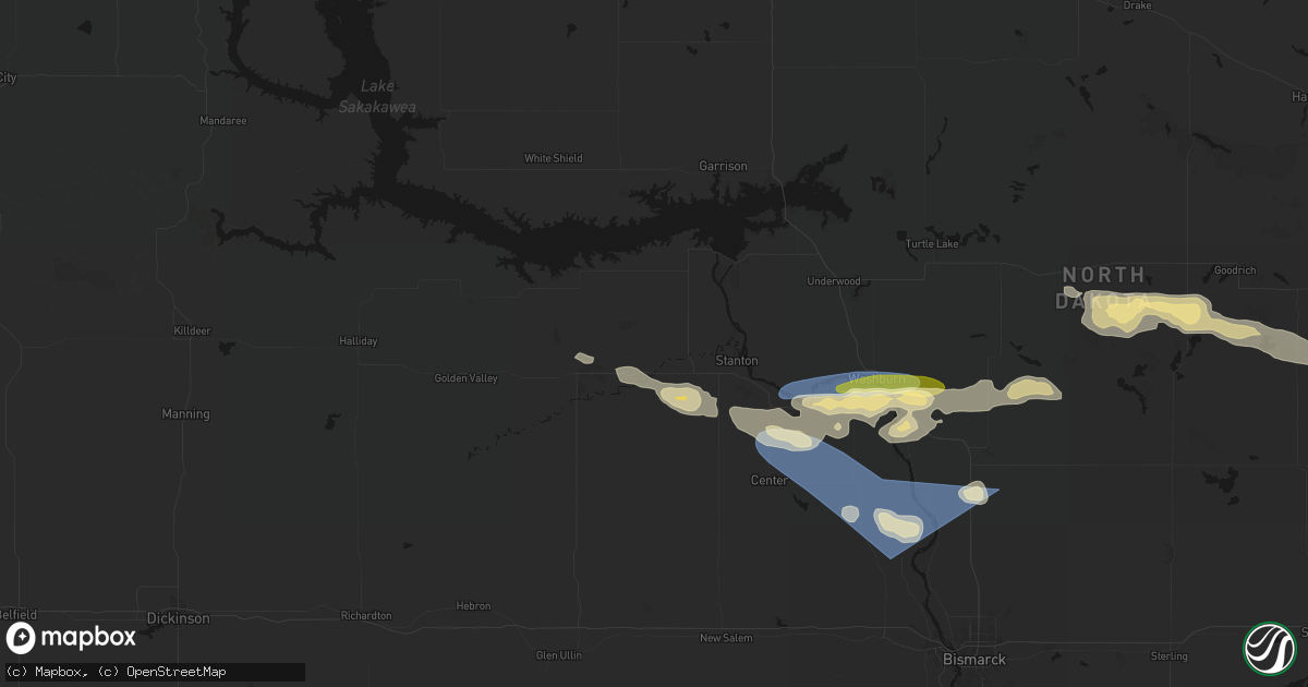 Hail map in Hazen, ND on July 24, 2026