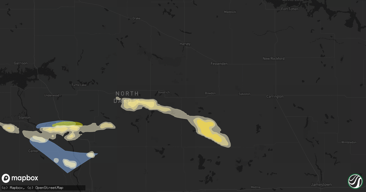 Hail map in Hurdsfield, ND on July 24, 2026