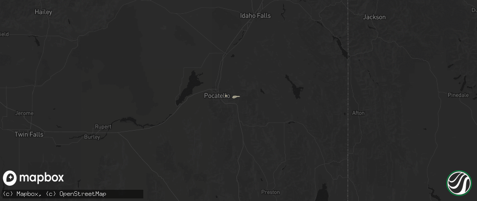 Hail map in Inkom, ID on July 24, 2026