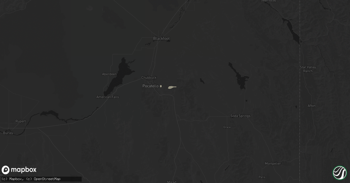 Hail map in Inkom, ID on July 24, 2026