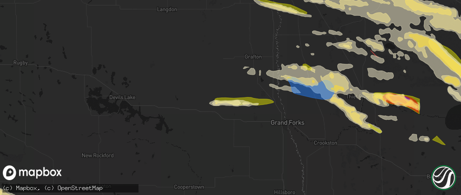 Hail map in Inkster, ND on July 24, 2026
