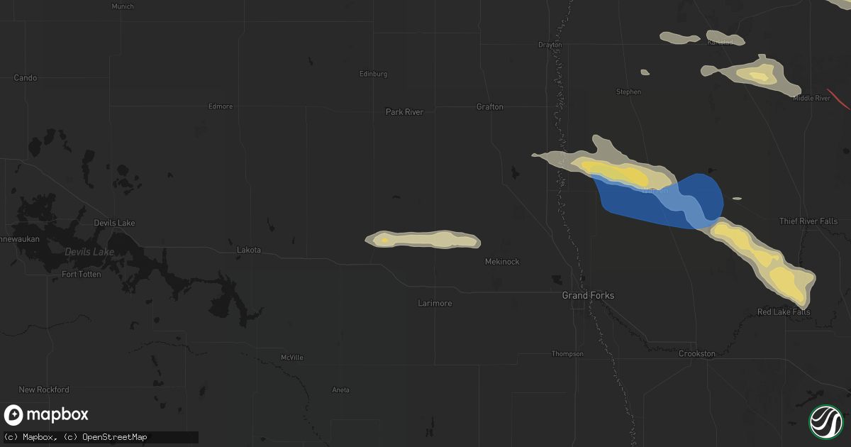 Hail map in Inkster, ND on July 24, 2026