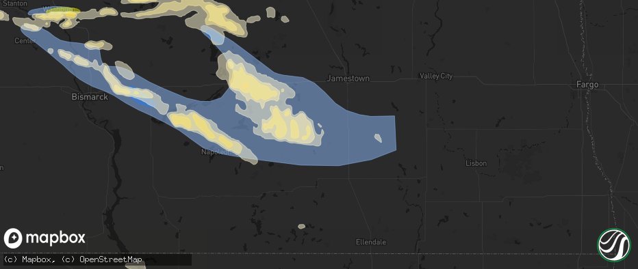 Hail map in Jud, ND on July 24, 2026