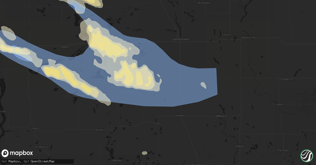 Hail map in Jud, ND on July 24, 2026