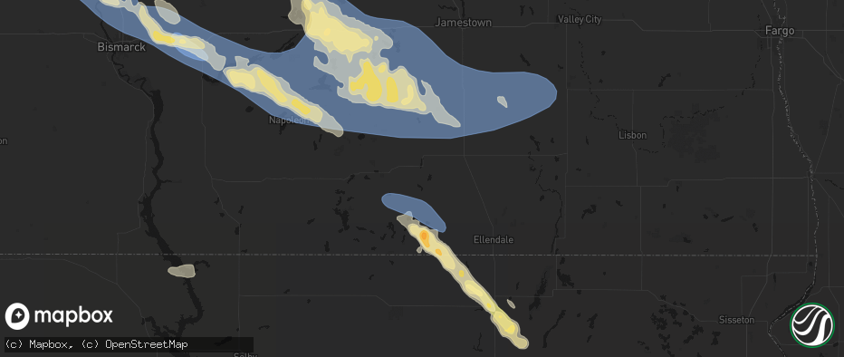 Hail map in Kulm, ND on July 24, 2026